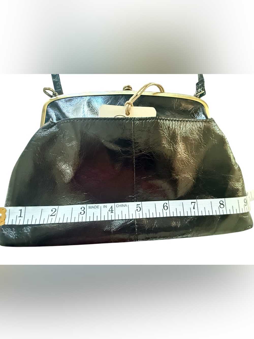 HOBO Black Leather Kiss-Lock Shoulder Clutch - Picture 8 of 12